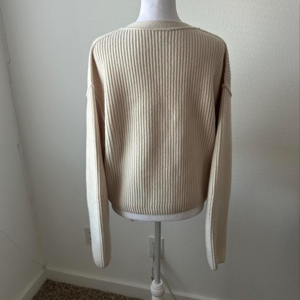 H&M Cream Ribbed Cardigan Sweater - Picture 3 of 7